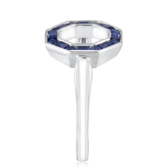 Lab Created Sapphire Halo Ring - Picture 3 of 6